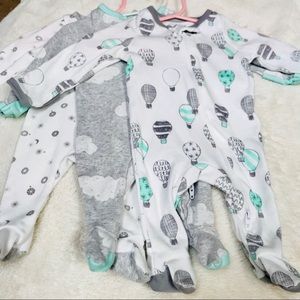 Cloud Island Newborn Unisex Zip Sleepers -Set of 3